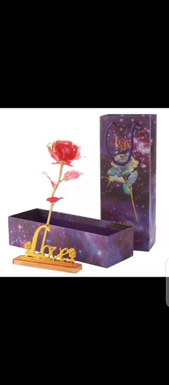 K Foil Plated Gold Rose Flowers Galaxy Box Ex And Next