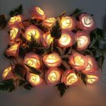 White in Pink Roses With Leaves Fairy Lights