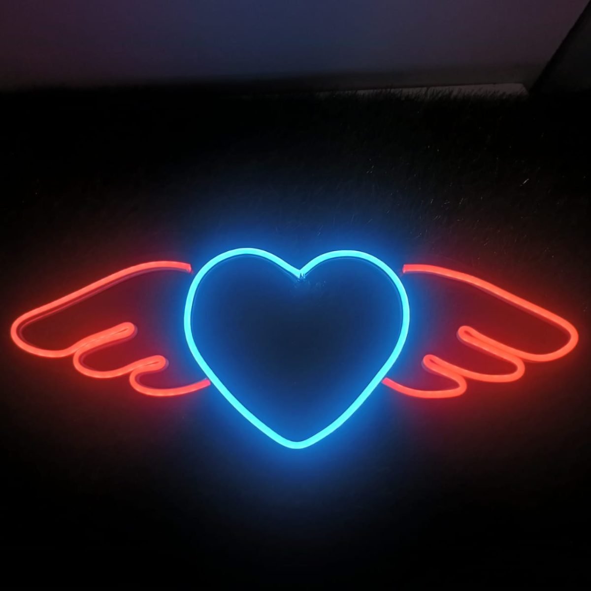 flying heart neon light