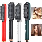 Hair Straightener Iron Brush Straight Hair Comb 2-in-1 Hair Straightener Curling Comb Professional Styling Brush Hair Curler & Straightener Styler For Women (random Color)