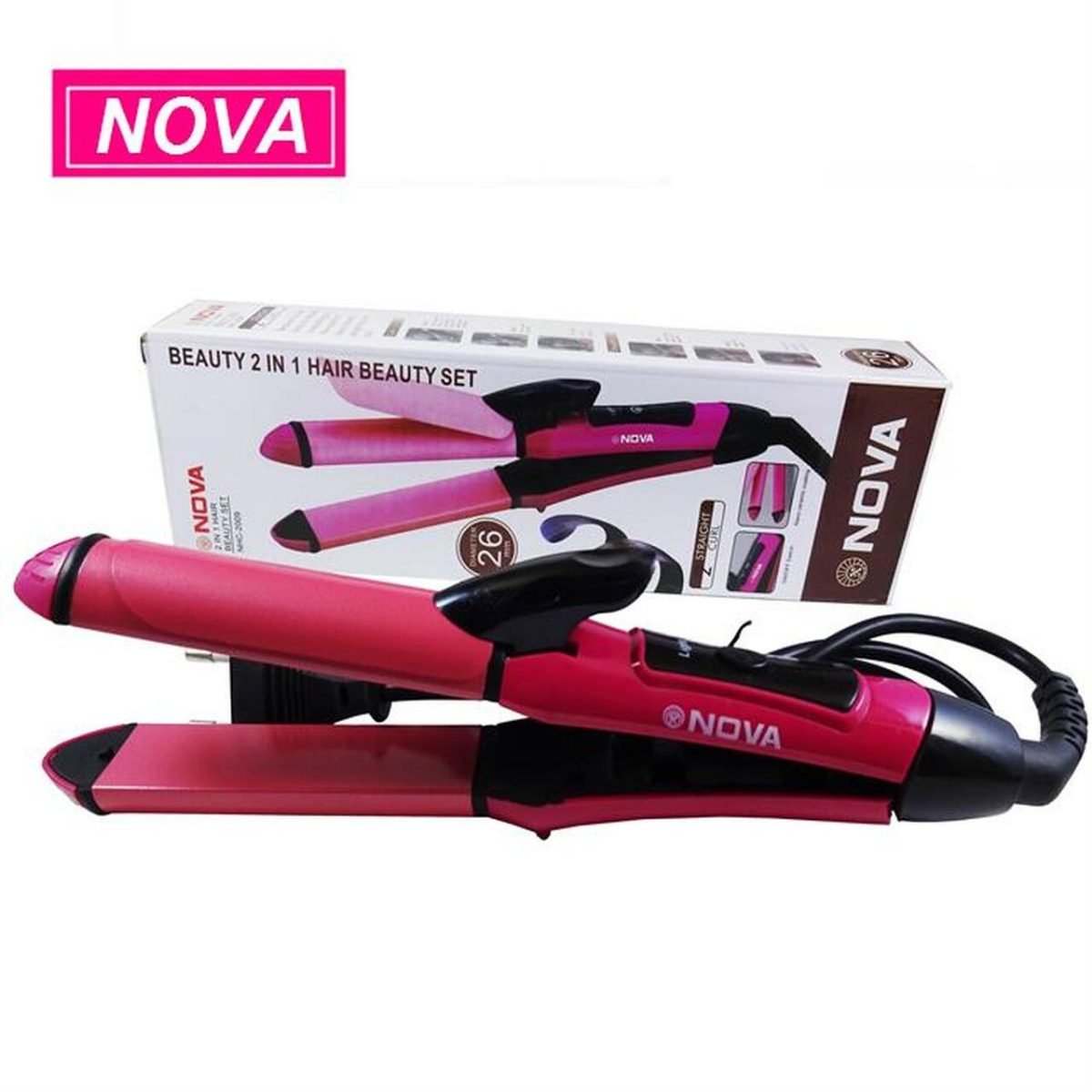 Nova 2 In 1 Hair Curler And Hair Straightener(nhc-2009)