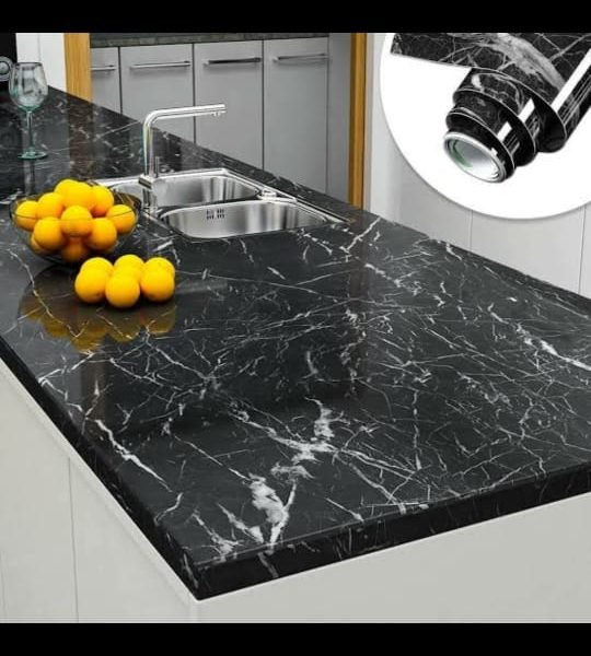 Black Marble Paper Sticker 60cm X 2 Meter Marble Texture Design Pvc Waterproof Self Adhesive Wallpaper Sticker Furniture New Skin Kitchen Cabinet Paper Stickers Oil-proof Table Top Sticker