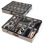 Underbed Shoe Storage Organizer With Adjustable Dividers
