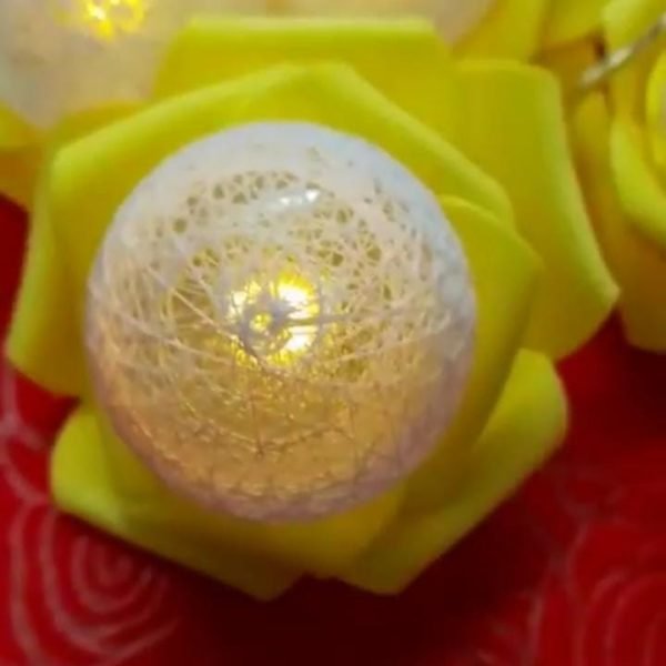 10 Led Flower With Cotton Balls Fairy Light