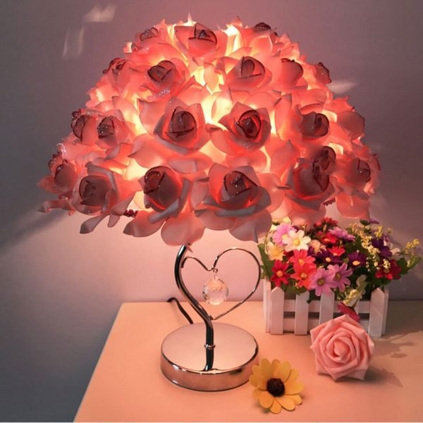 New Rose Flower Led Table Lamp European Style Wedding Party Bedroom Bedside Night Light Decoration Gift Holiday Lighting