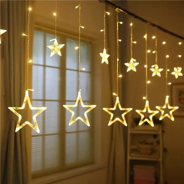 Led Star Curtain String Lights Home Indoor Decor Fairy Lights