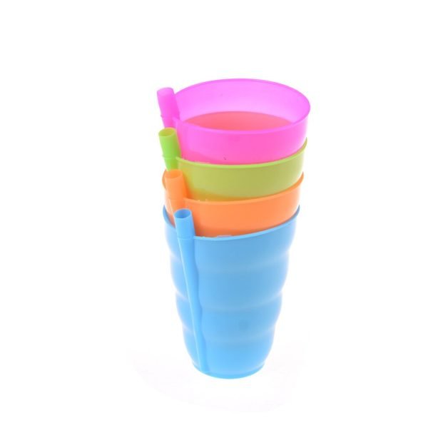 2 X Children Sip A Cup Tumblers With Built In Straw Plastic Sippy Cup(random Colors)