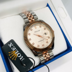 Rolex Date Just Stainless Steel Chain Watch (Rose Gold & Silver)