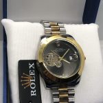 Rolex Half Skeleton Date Just Stainless Steel Chain Watch