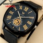Time Worth Arman Black Stylish Leather Strap Watch