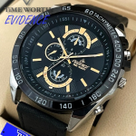 Time Worth Evidence Stylish Black Leather Strap Watch