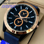 Time Worth Evidence Stylish Blue Leather Strap Watch