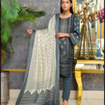 Amna.b husan e yousaf 3 piece women's unstitched lawn embroidered suit