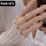 Unisex Hip-hop Pack of 7 rings set in silver